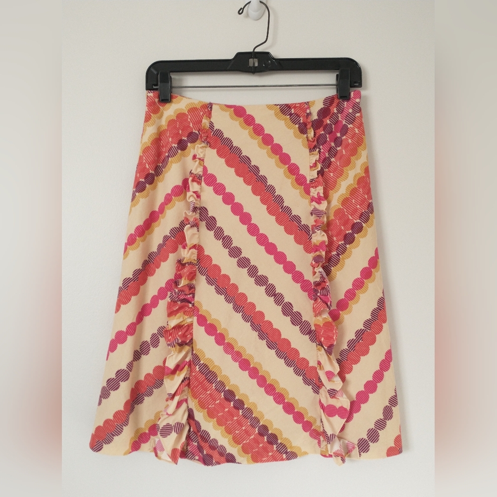 Odille Anthropologie corduroy ruffle a-line skirt 2